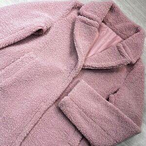 Maralyn & Me Sherpa‎ Teddy Jacket Coat Womens Sz M Warm Winter Mauve Pink Boho